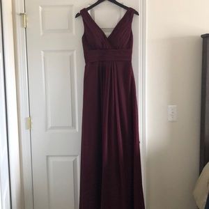 Burgundy v neck formal dress